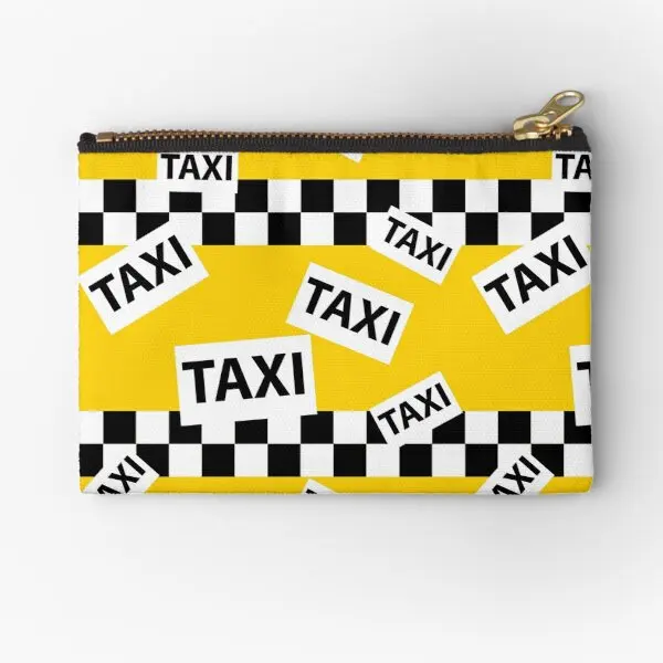 

New York Yellow Taxi Cab Pattern Zipper Pouches Small Key Storage Underwear Bag Coin Women Men Pure Socks Cosmetic Pocket Money