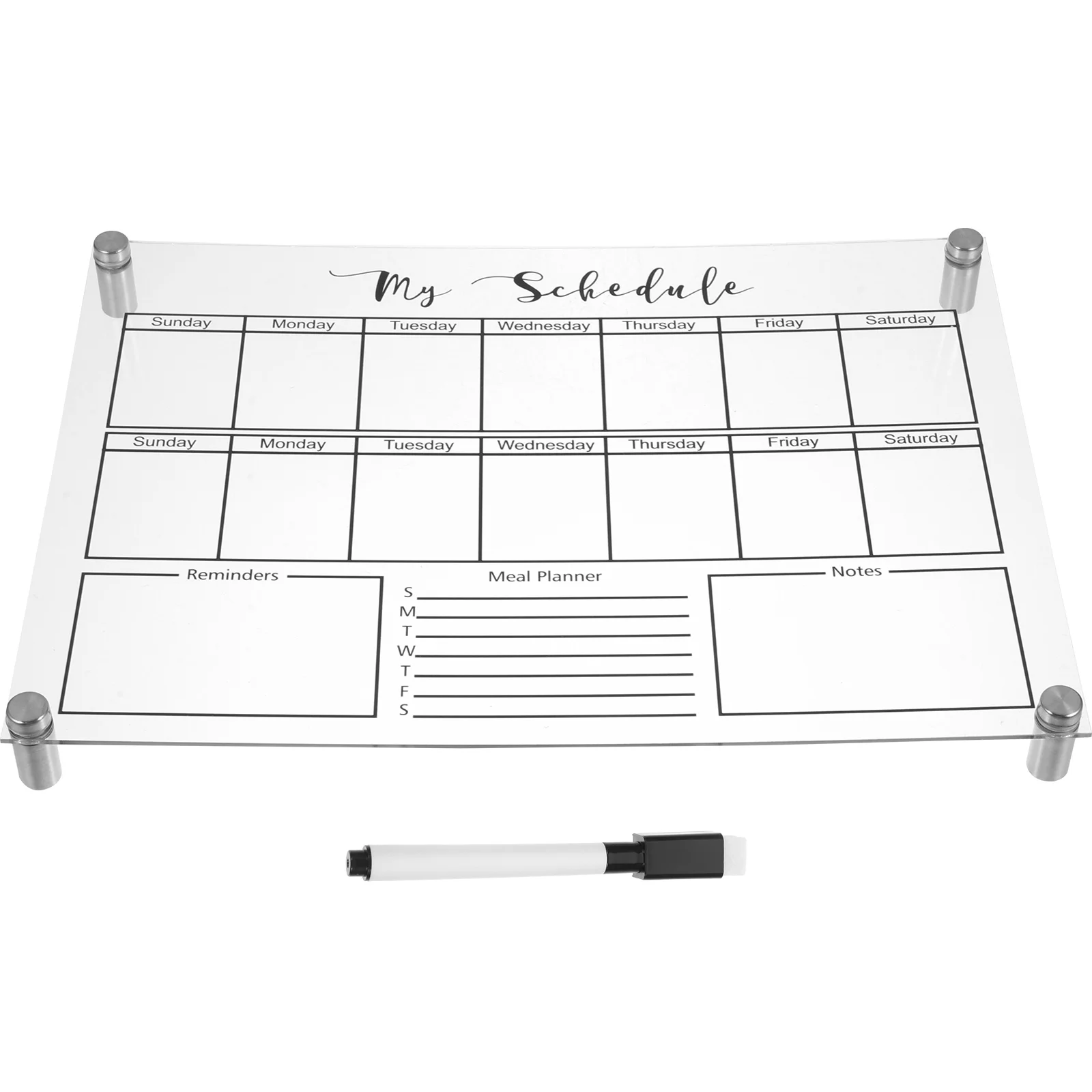 

Erasable Weekly Planner Board Office Clear Mini Fridge Dry Erase Calendar Acrylic White