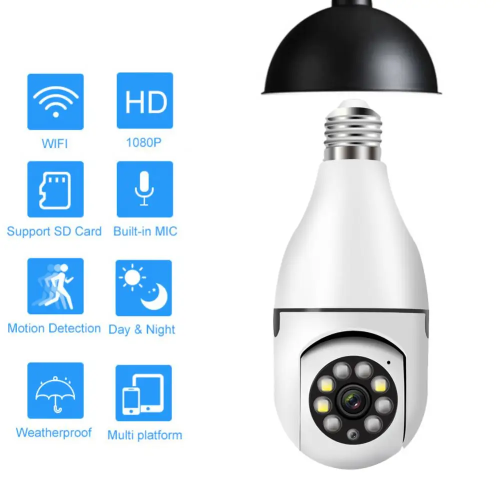 

360 Rotate Auto Tracking Panoramic Camera 1080P Full HD Wireless JXLCAM Wifi PTZ IP Cam Remote Viewing Security Bulb Interface