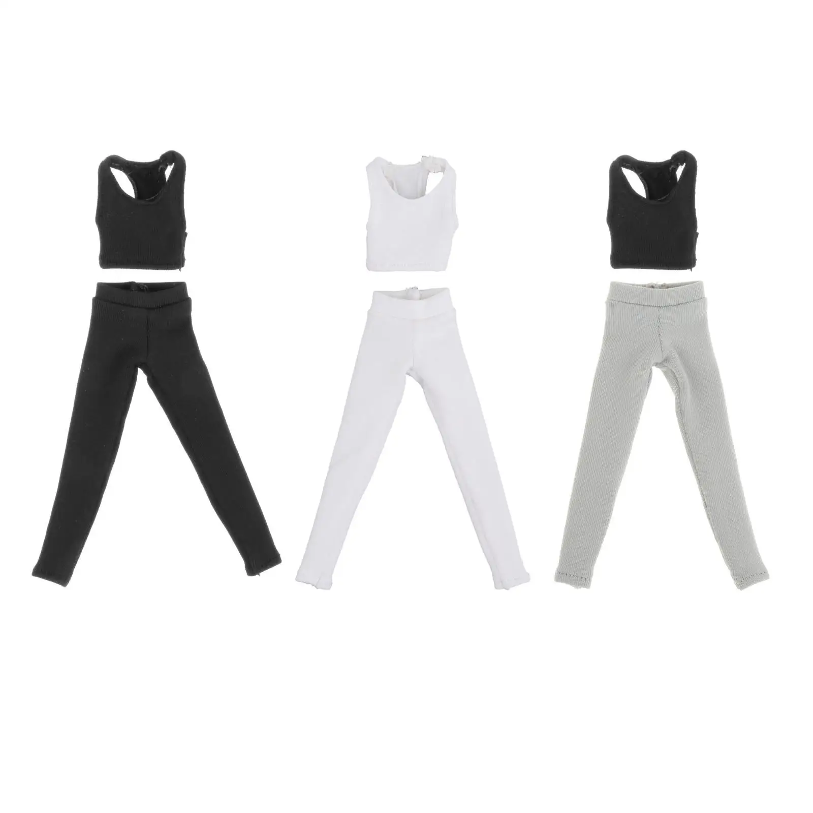 

1/12 Women Vest and Pants Costume, Handmade Doll Clothes, Miniature Clothing for 6 inch Figures Dress up
