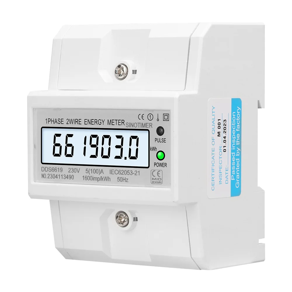 Однофазный электронный счетчик энергии AC 220 В а 50 Гц кВтч потребления на Din-рейке