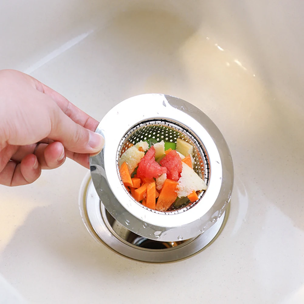 

3pcs Stainless Steel Trap Kitchen Sink Filter Drain Hole Filter Bathtub Hair Catcher Stopper Shower Leak Net Home