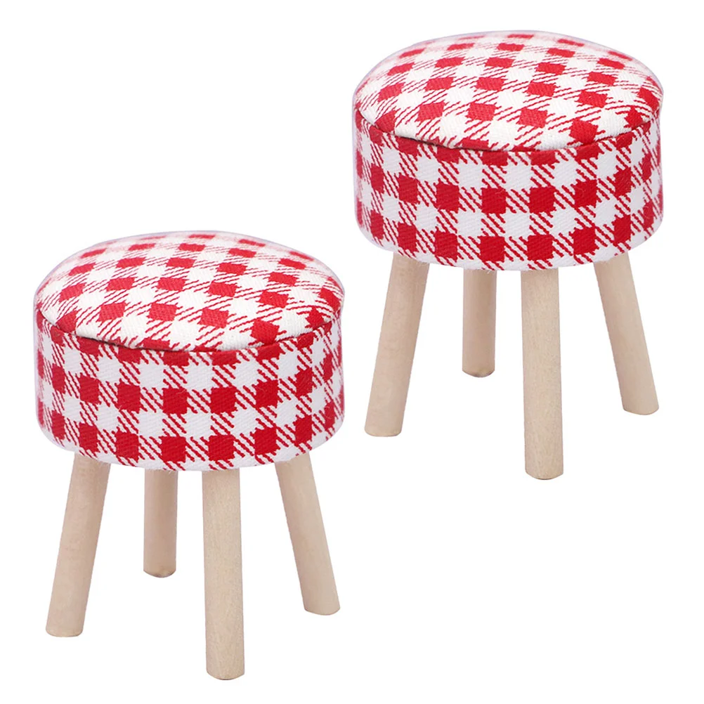 

2pcs Tiny House Stool Miniature Bar Stool Mini Stool Ornament for House