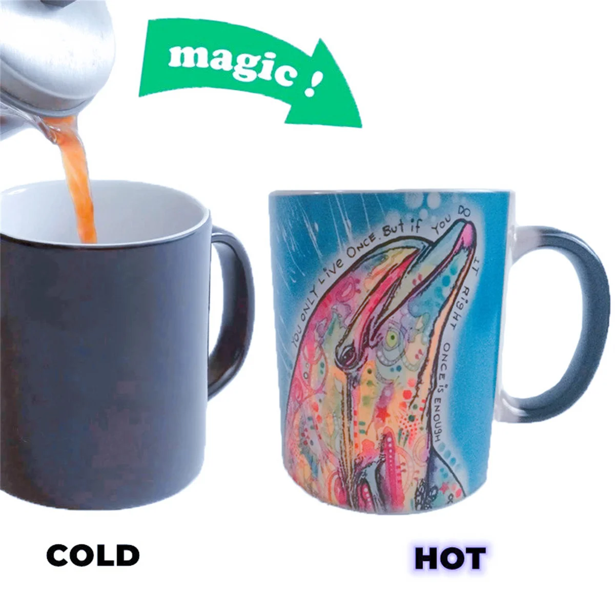 

Dolphin Mugs Dolphin Cups Coffee Mugs Heat Reveal Kids Cup Transforming Tea Cups Magic Mug Home Decal Heat Changing Color Mugs