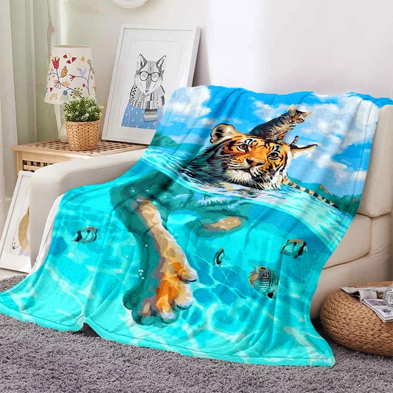 

Tiger Blanket Couch Quilt Travel Bedding Flannel Throw Blanket Bedspread for Bed Couch Sofa Birthday Gifts 3D Cool Black Gold