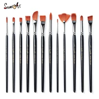 12pcs nylon watercolor paint brushes set different headed multifunction short rod oil acrylic painting brush art supplies