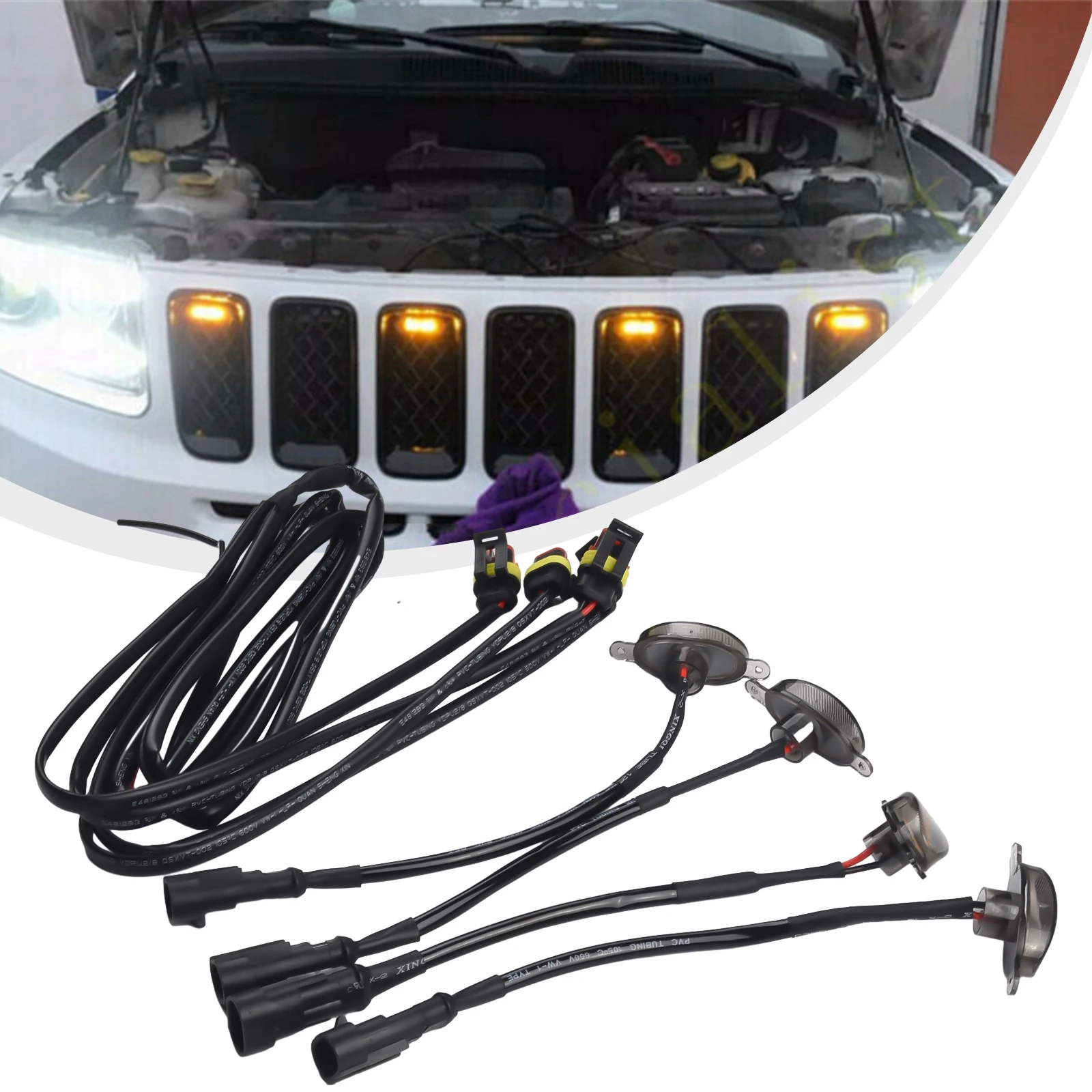 4 шт. светодиодный светильник на передней решетке автомобиля для Jeep 2003-2021
