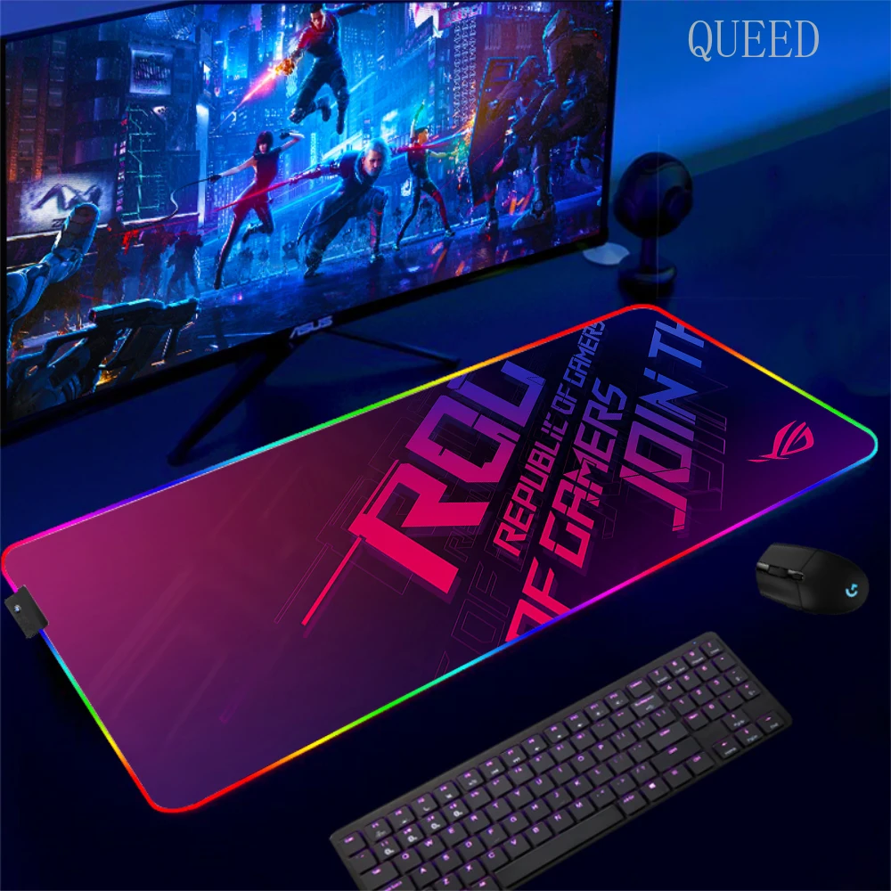 Фото Коврик для мыши с рисунком Asus, игровой светодиодный коврик для мыши 900x400, коврики для мыши, настольные коврики для ПК, офисный настольный коврик, коврики для клавиатуры RGB XXL №5