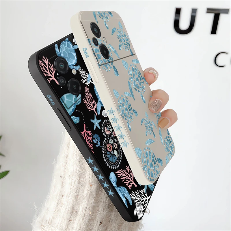 Turtle Painting Case For Xiaomi Poco X6 F4 F5 M3 M4 M5 X3 NFC F6 M2 C31 X2 F3 Pro X4 GT X5 Shockproof Silicone Soft Phone Cover