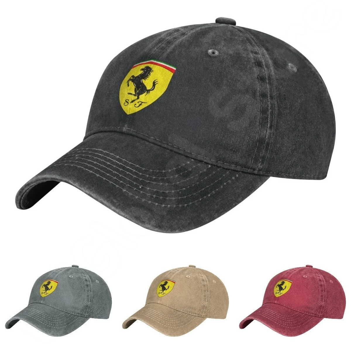

Ferrari-gorra de béisbol vaquera para coche de carreras, gorra de béisbol Retro de algodón lavado, transpirable, para Ferrari