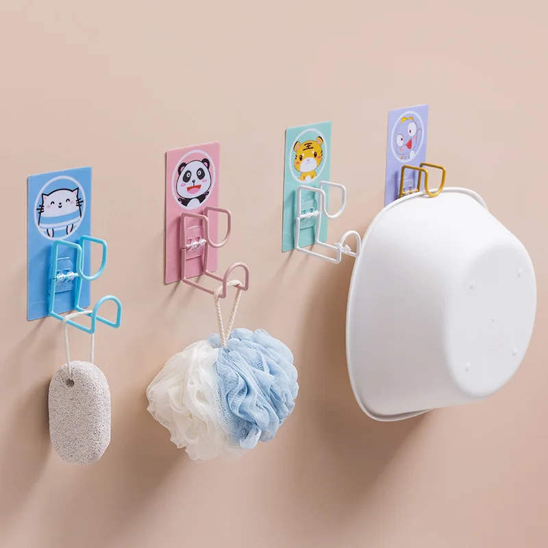 

Punch-Free Sticky Bathroom Kitchen Traceless Washbasin Save Space Organizer Washbasin Hooks Storage Racks Wall Mount Holder