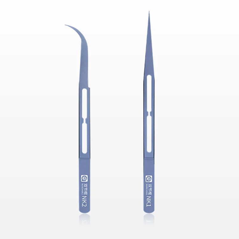 

AMAOE NK1/NK2 Precision Titanium Alloy Tweezers Curved/Straight Non-Magnetic Tweezers Cell Phone Repair Clip Jumper Tool Kit