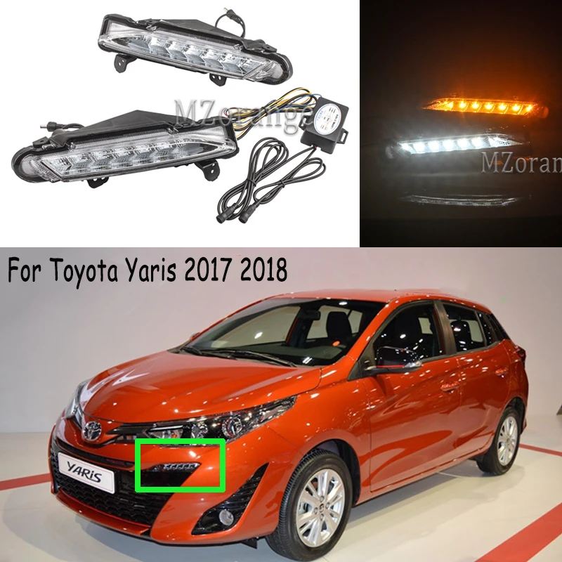 1 пара светодиодных дневных ходовых огней для Toyota Yaris 2017 2018 2019 DRL автомобильная