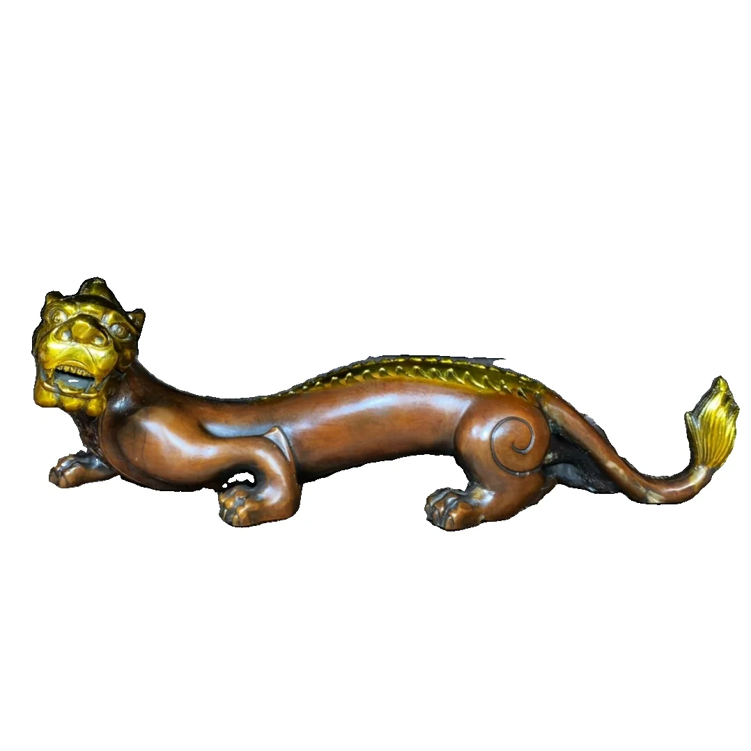 

MOZART Pure Copper Gilt Lucky Beast 29Cm Long Chinese Traditional Style Antiques Fine Art Gifts Crafts