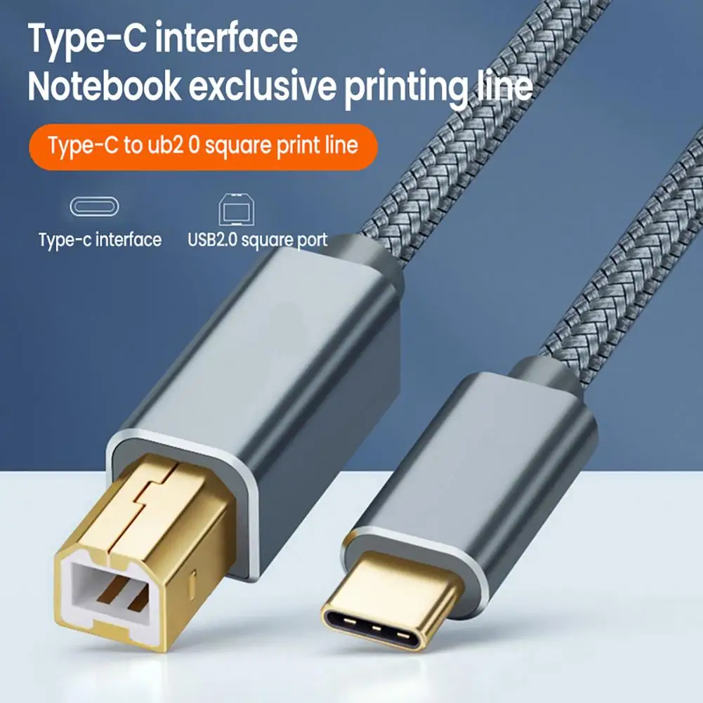 

Кабель для принтера с портом Type-c на USB, сканер для передачи данных, факсимильный аппарат, печатный шнур, универсальная электронная линия для ...