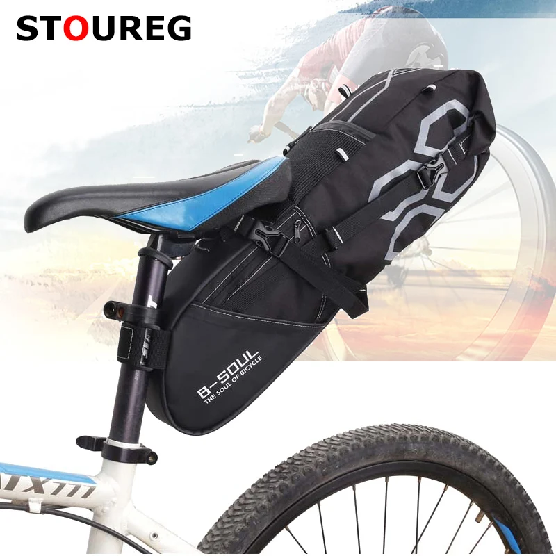 

12L Waterproof Bicycle Saddle Bag,MTB Bike Seatpost Bag for Cycling,Bicycle Rear Seat Pannier Bag Bike Long Tail Saddle Bags