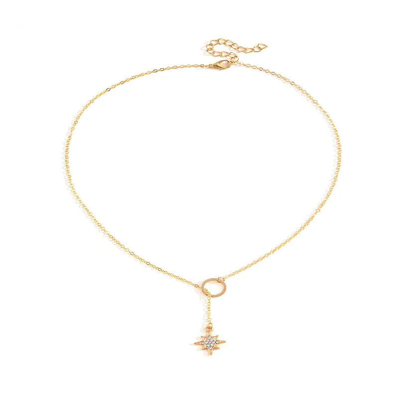 Двойная подвеска длинная цепь круг и багет ожерелье креативные геометрические