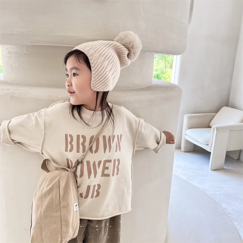 2022 Autumn New Children Long Sleeve T Shirts Fashion Letter Print T Shirts For Boys Girls Casual Tops Cotton Baby Clothes