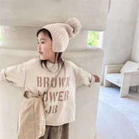 2022 autumn new children long sleeve t shirts fashion letter print t shirts for boys girls casual tops cotton baby clothes