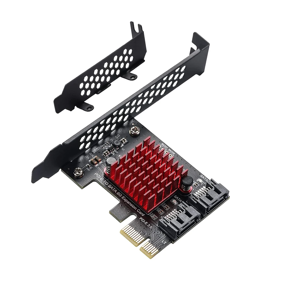 

PCIe на 2 порта SATA3 III 3,0 6 Гбит/с адаптер SSD PCI Express x1 плата контроллера, плата расширения, поддержка x4 x6 x8 x16 JMS582 чипа