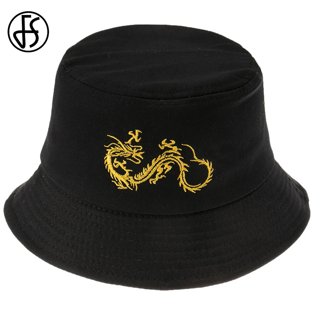 

FS Новая мода весна лето черная шляпа-ведро с драконом для женщин шляпы в рыбацком стиле хлопковая уличная Кепка в стиле хип-хоп мужские кепк...