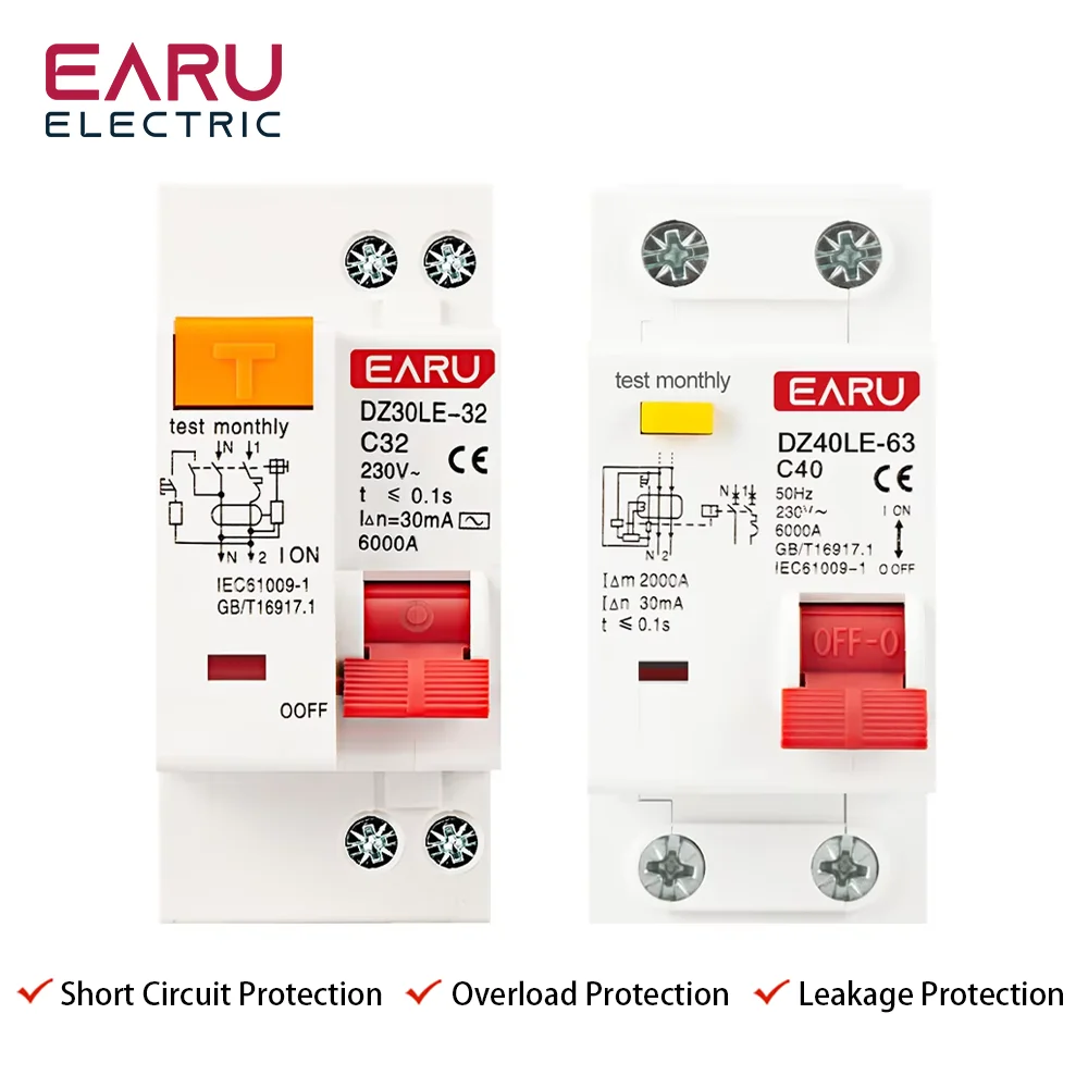 

EARUELECTRIC EPNL DPNL 230V 1P+N автоматический выключатель остаточного тока