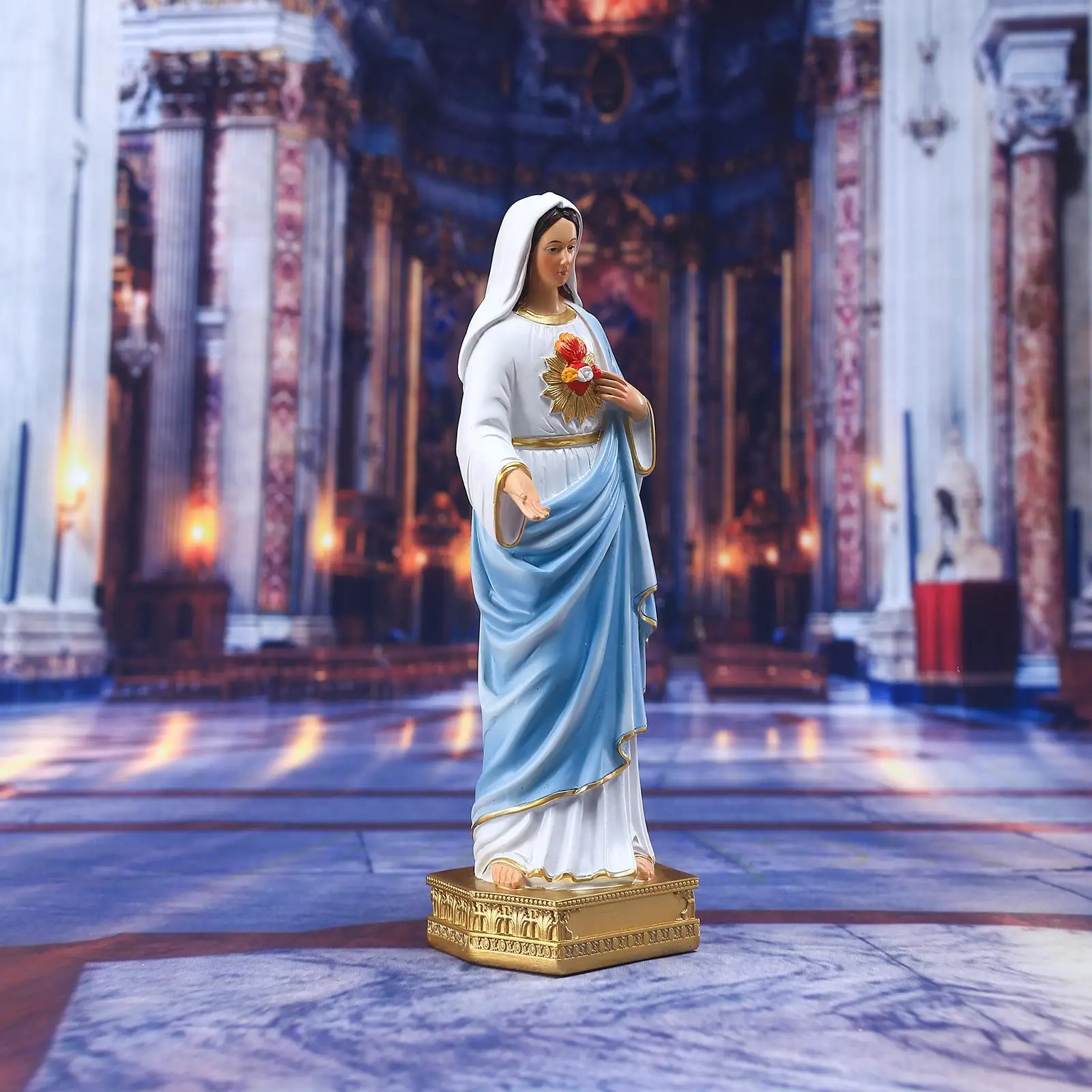 

Resin Statue Holy Mother Mary Poly Collection Christian Sculpture Madonna for Lawn Home Office Decoration