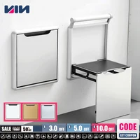 Ultrathin Wall Mounted Shower Folding Seat Chair Casual Household Porch Shoe Back Chair Step Stool Aluminium Home Furniture