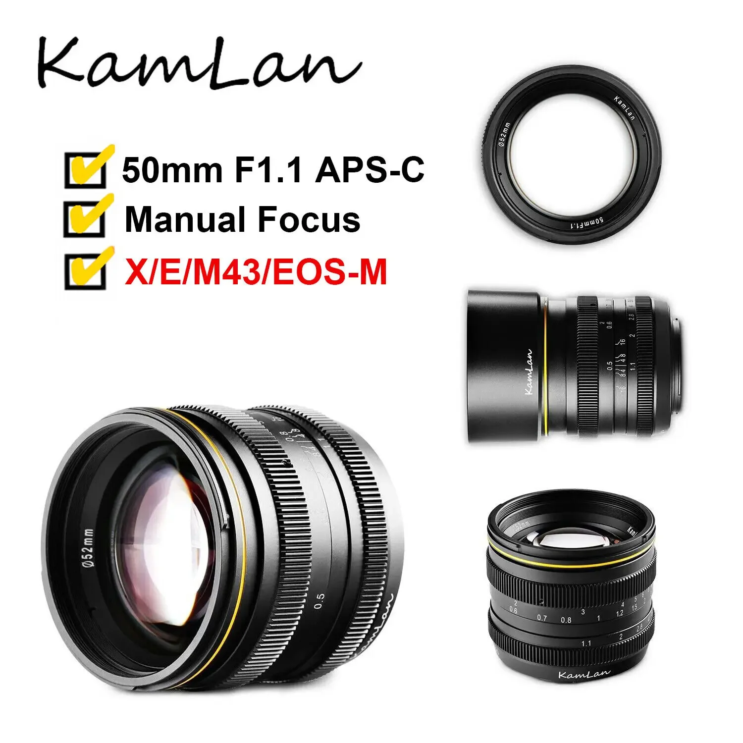 Для Kamlan 50 мм f1.1 фотообъектив Большая диафрагма ручная фокусировка для Canon APS-C SONY