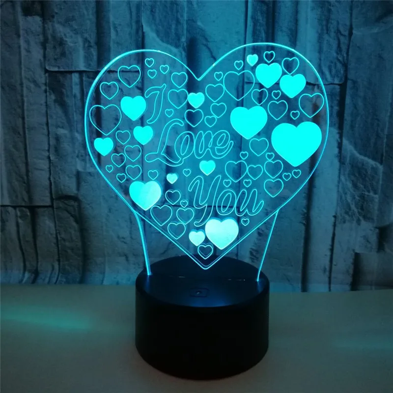 3D светильник с надписью Love USB-зарядкой 7 цветов | Лампы и освещение