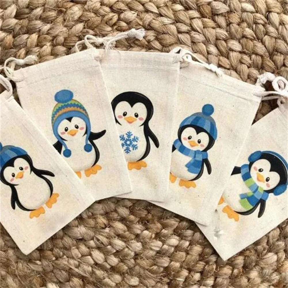 12 pieces Penguin candy Goodie chocolate Treat Bag Winter Wonderland Themed girl Boy Baby Shower Birthday Party decoration Favor