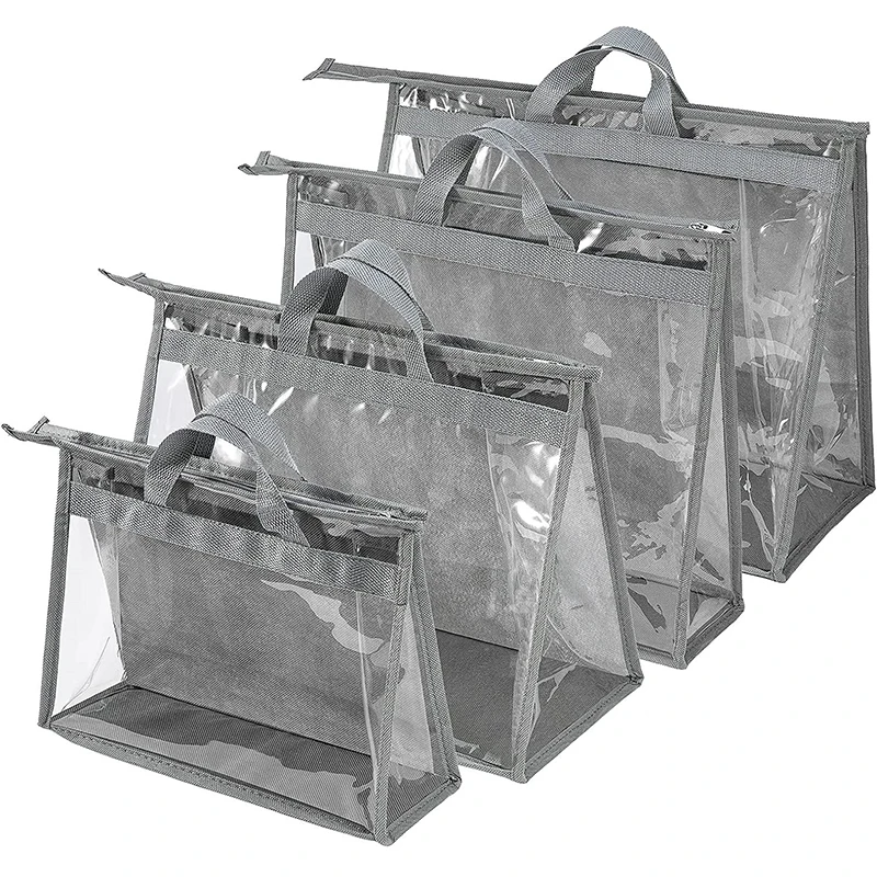 

Dust-Proof Transparent Storage Bag Organizer Hanging Handbag Cover with Zipper High Capacity Storage Bags