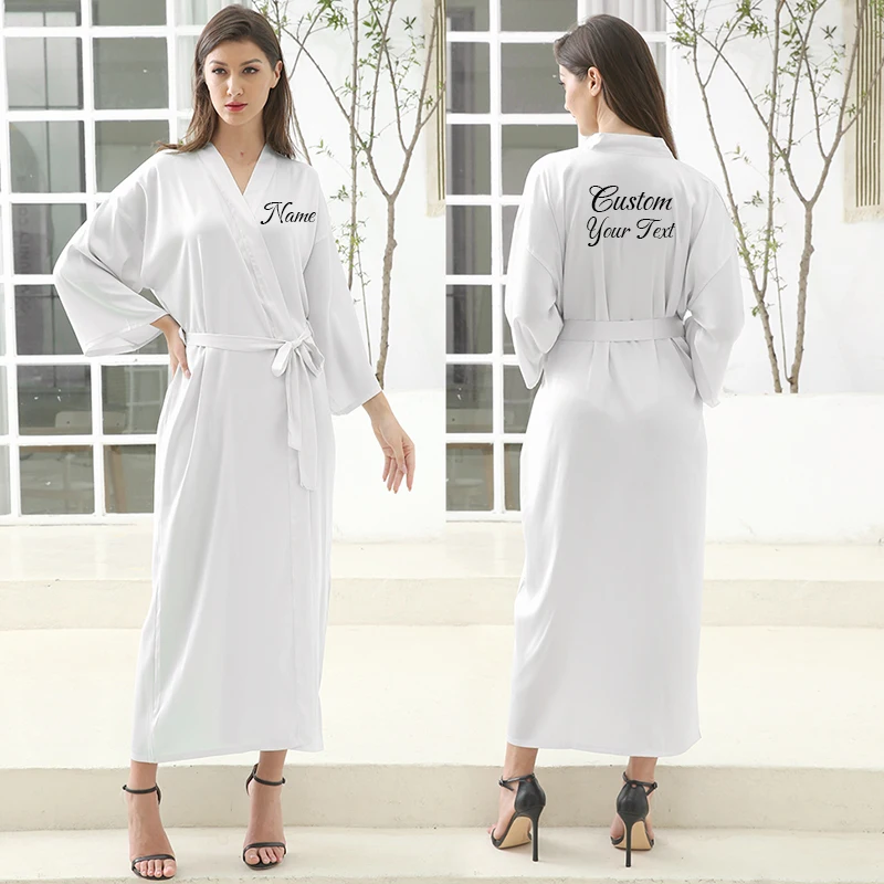 Chiffon Long Robe Silk Robes Satin Robe Bridesmaid Robes Bride Robe Women Wedding Long Robe Bathrobe Bridal Robes White Robe