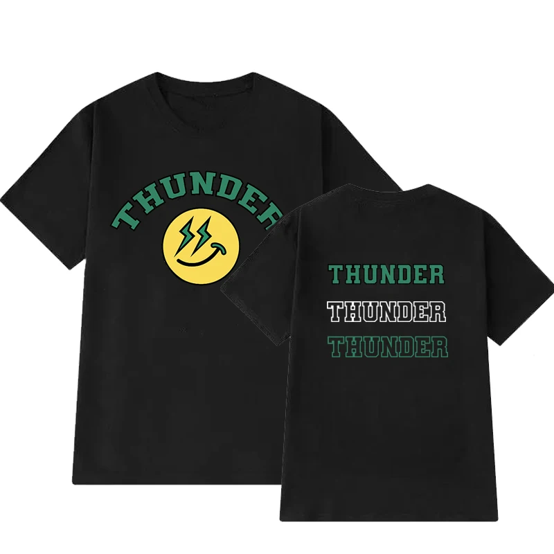 

Ateez Smile Thunder T Shirt Woman Cotton Short Sleeve T-shirts Korean Fashion Kpop Boyband Unisex Print Tshirt Streetwear