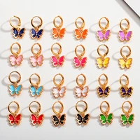 2pairs gold color drop oil retro red butterfly womens earrings pendant accessories 2022fashion girls jewelry decorative earring
