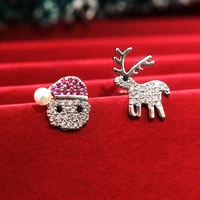 huitan 2022 new christmas stud earrings for women father christmas elk earrings funny anniversary gift fashion jewelry drop ship