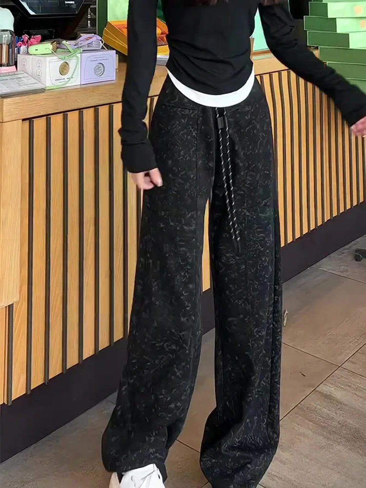 Черные брюки-бананы больших размеров с принтом тай-дай спортивные штаны новинка