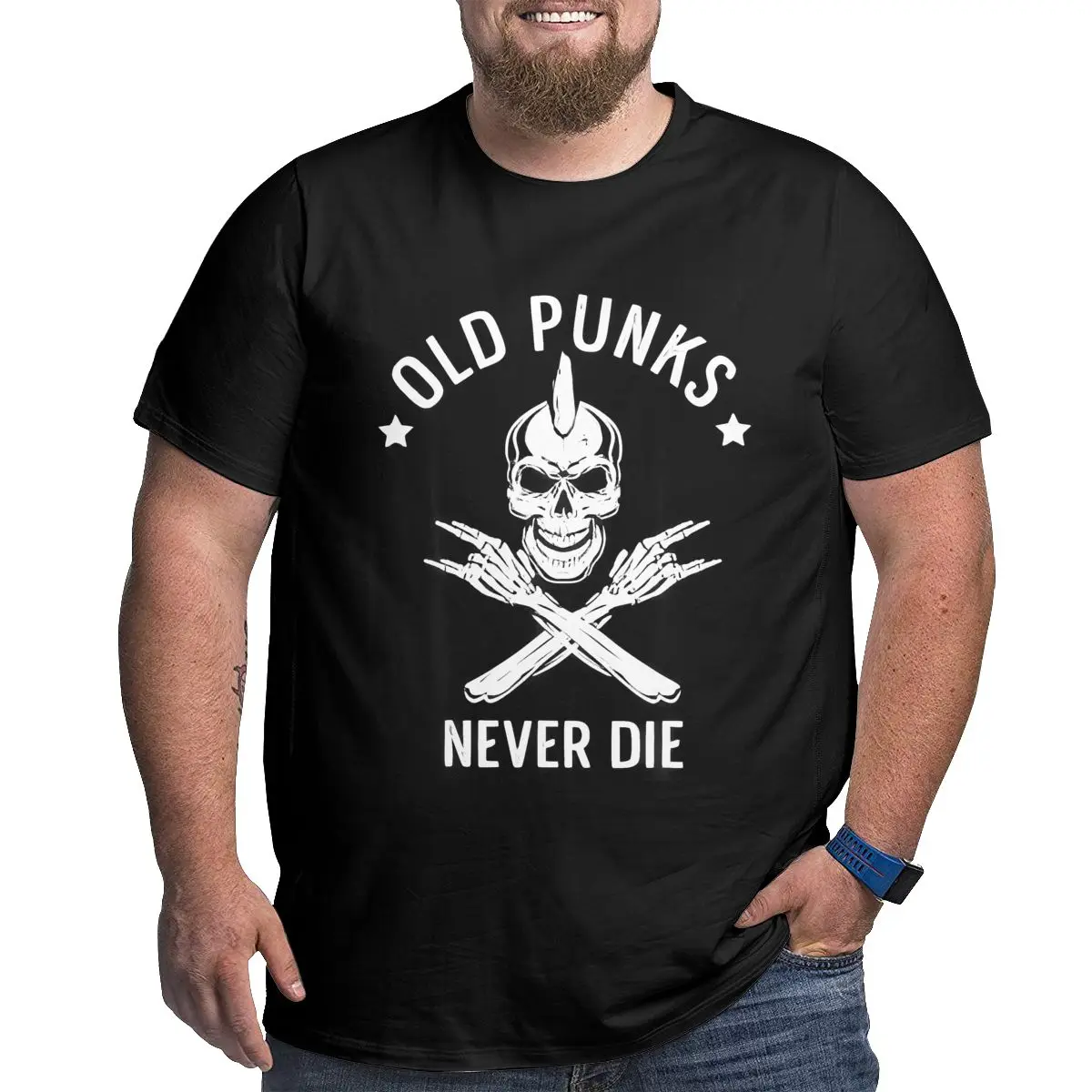 Футболки Old Punks Never Die Plus Size для больших и высоких мужчин хлопковые футболки с