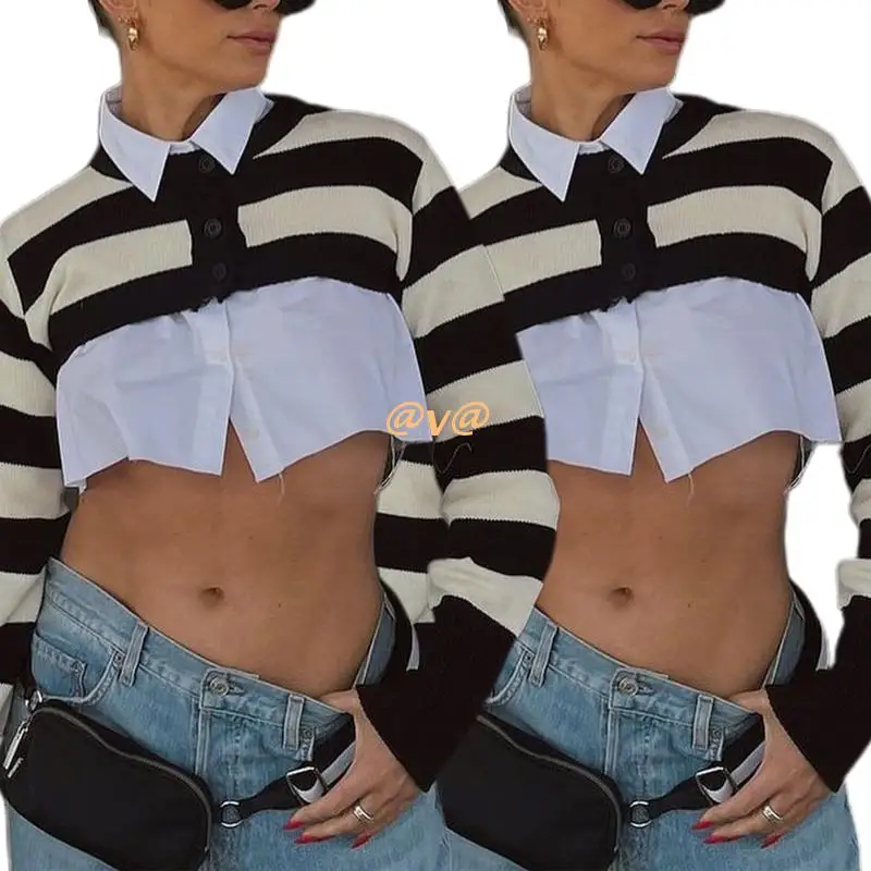 

Womens Knitted Crochet Cardigan Sweater Y2k Crop Tops Long Sleeve T-Shirts Teen Summer Sun Protection Clothes Streetwear