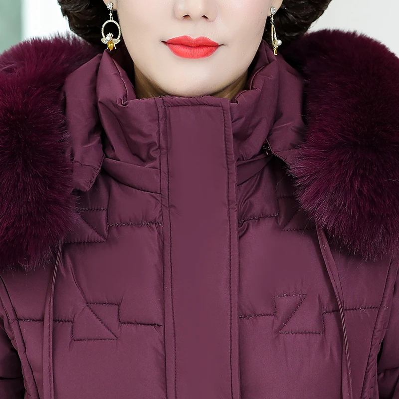 2022 New Winter Coat Women Casual Long Thick Hooded Middle-aged Women's Cotton Padded Jacket Hight Quality Warm Woman Parkas