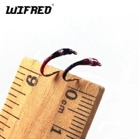 wifreo 6pcs 14 red black larva pan fish fly white fish blue gill perch fishing nymph fly