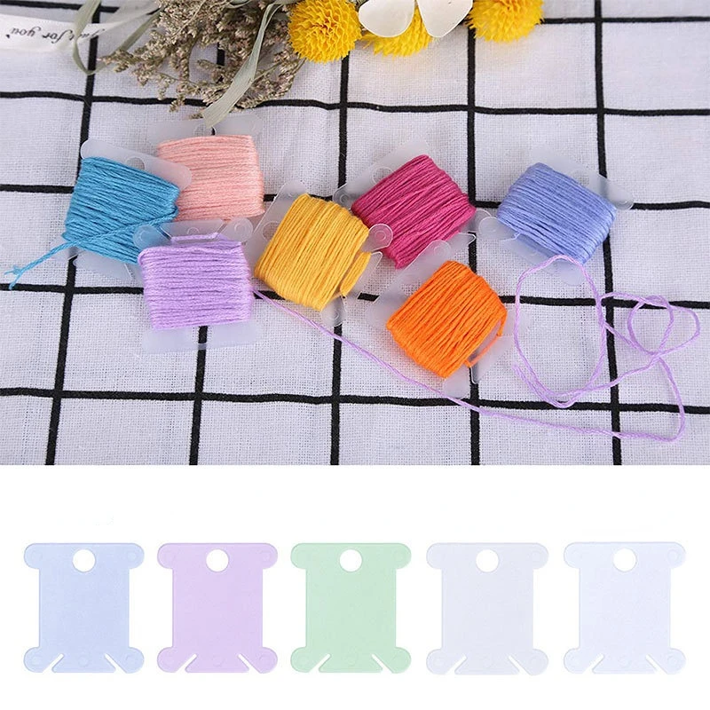 20pcs/lot Plastic Bobbins Sewing Thread Organizer Holder Embroidery Floss Storage Card DIY Craft Cross Stitch Sewing Accessories
