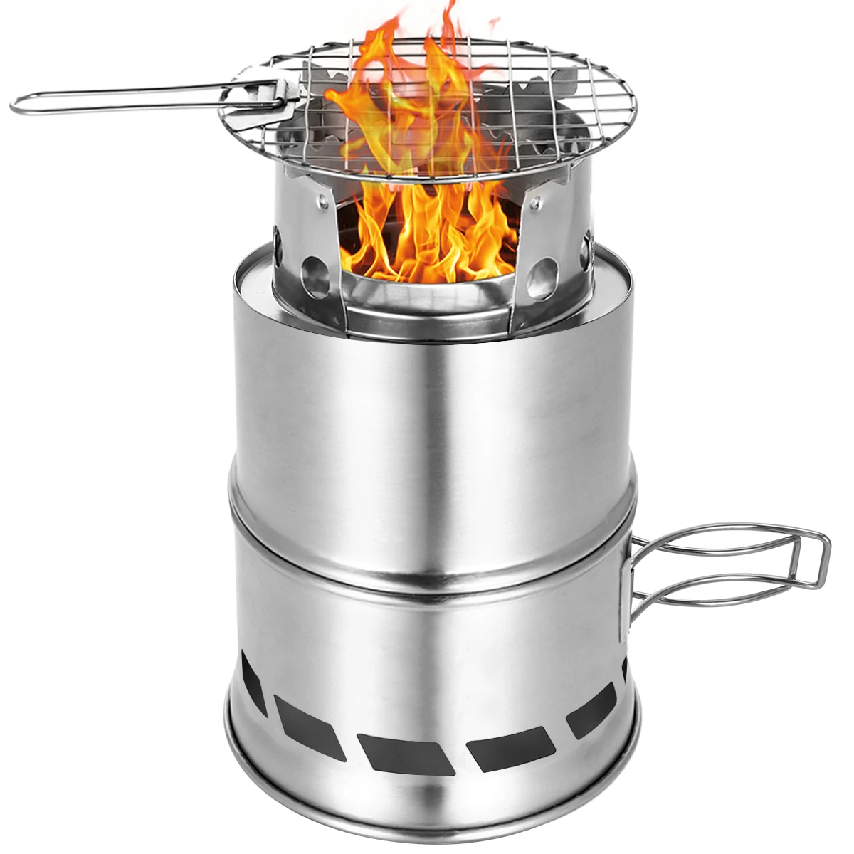 

Camping Stove Folding Windproof Wood Burning Stove Compact Stainless Steel Alcohol Stove Outdoor Camping Hiking Picnic BBQ