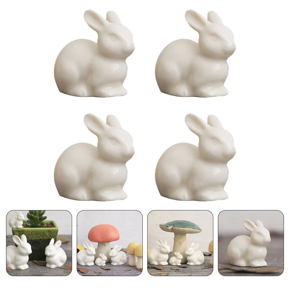 

Ceramic Bunny Rabbit Bunnies Figurine Figurines White Easter Porcelain Decorative Ornament Party Spring Adornments Rabbits