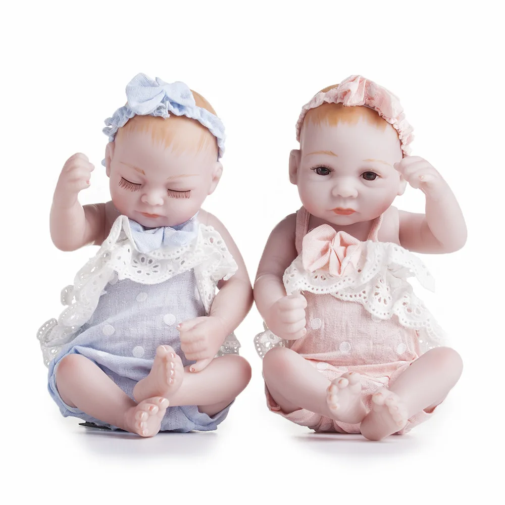 

Lifelike Silicone Doll Twins Baby Reborn 28 CM Realistic Babies Dolls With Lovely Clothes Kids Playmate