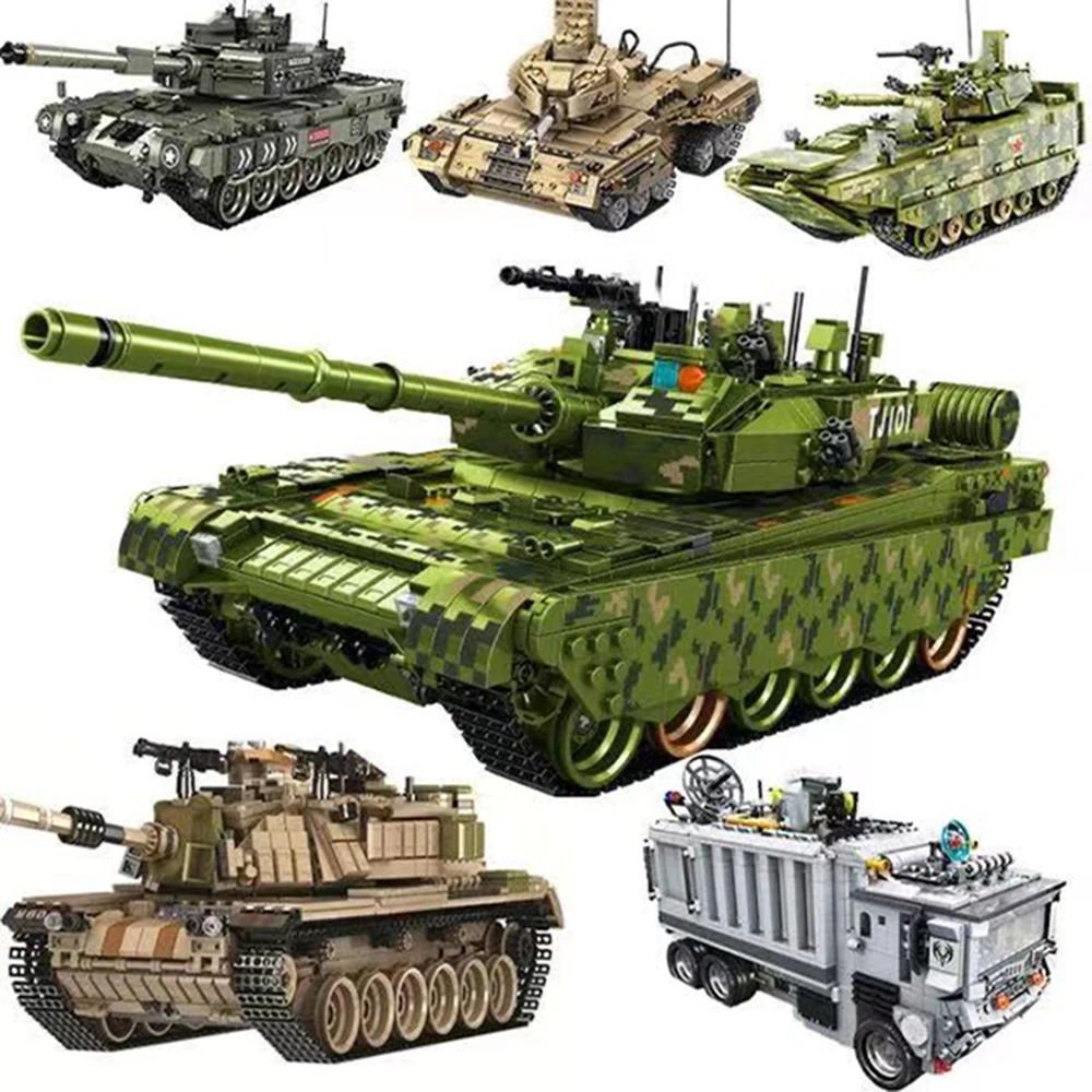 

WW1 M60 Military Vehicles Tank Sets SWAT Army City Police T90 Model Building Blocks DIY Brick Kids Toys Classic World War II WW2
