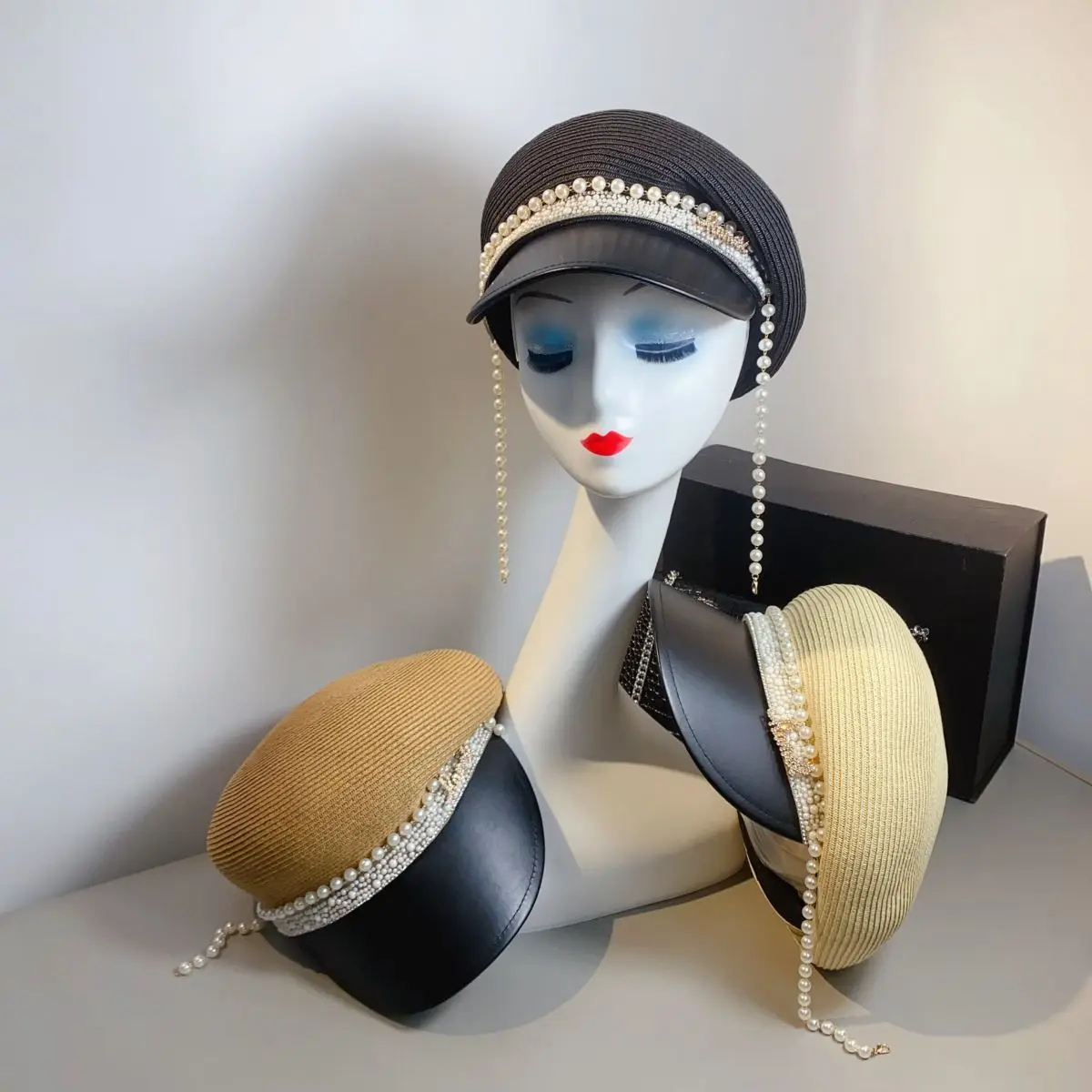 Шляпа женская из искусственного жемчуга Соломенная Шапка с подвеской в виде