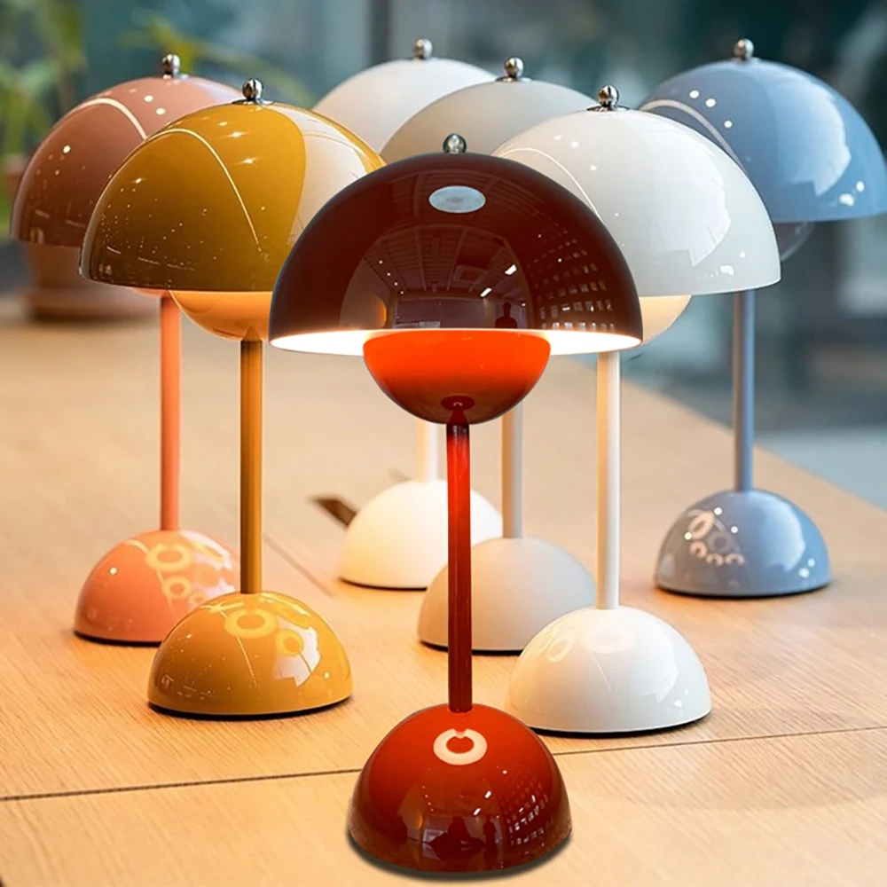 

Modern LED Flower Bud Table Lamp Mushroom Desk Lights Danish Design Creative Decor Luster Night Light For/Bedroom Bedside/Home