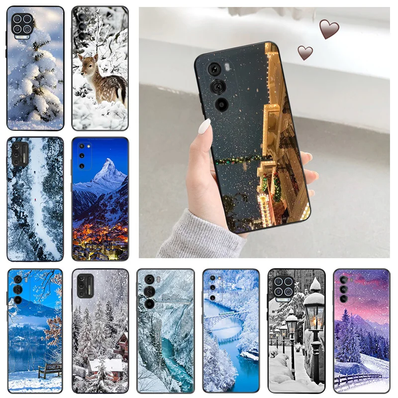 Силиконовый мягкий чехол для телефона Motorola G51 G9 Plus G73 G30 G31 G50 G60 G71 5G G22 G32 G52 G72 зимний
