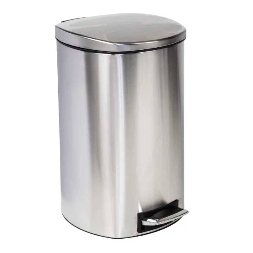 

Honey Can Do 13.2 Gallon Trash Can, Semi-Round Step On Kitchen Trash Can, Stainless Steel